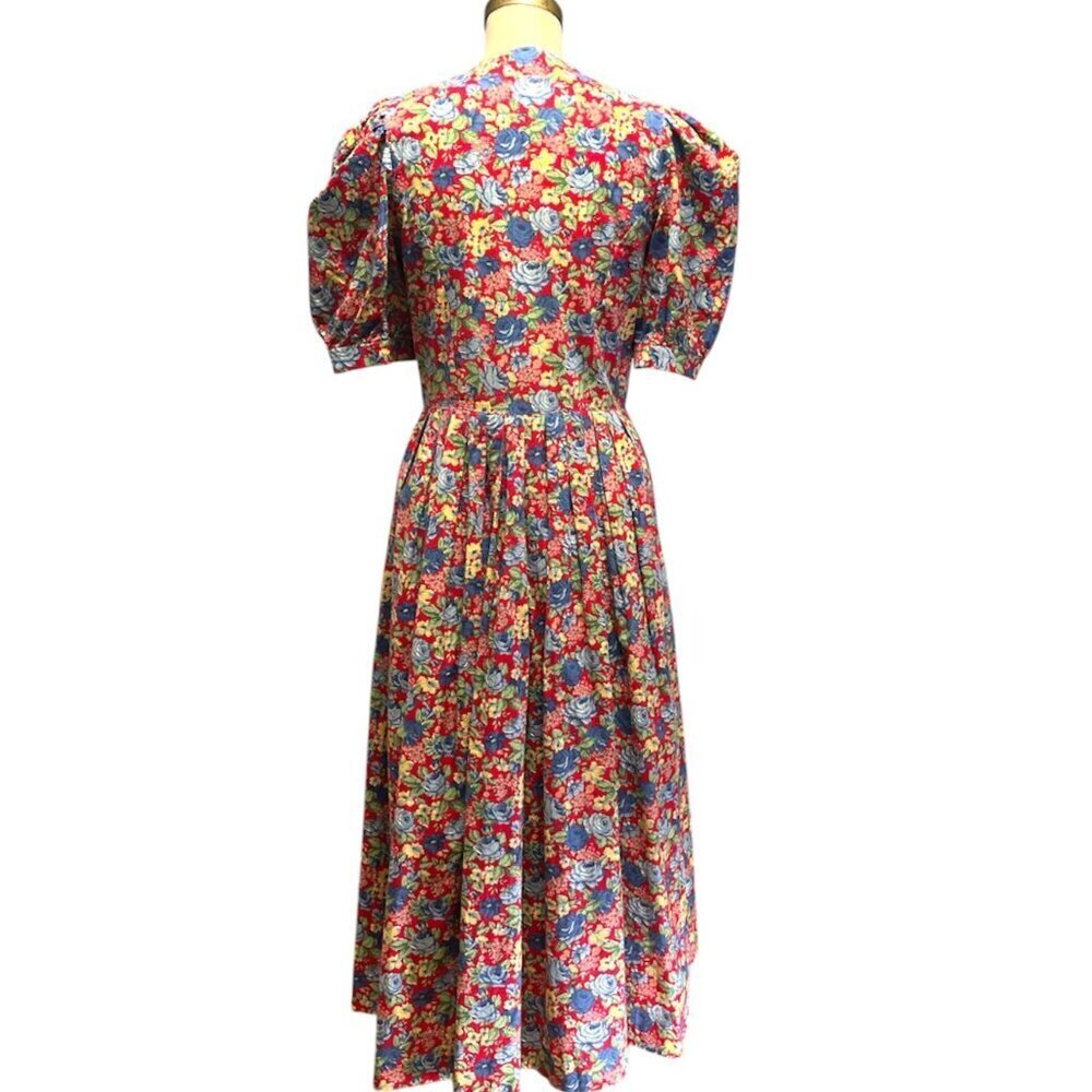 Vintage 90s dress floral print prairie, romantic cottagecore, granny 100% cotton - Picture 5 of 15
